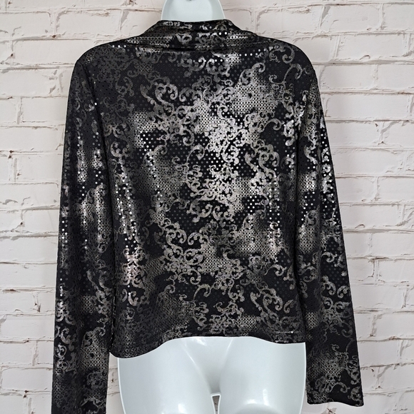 Joseph Ribkoff Artsy Geometric Sequined Ruched‎  Jacket - Picture 5 of 11